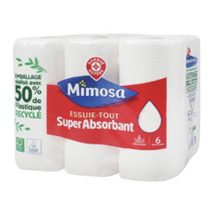 Essuie-tout blanc Mimosa Super absorbant - x6