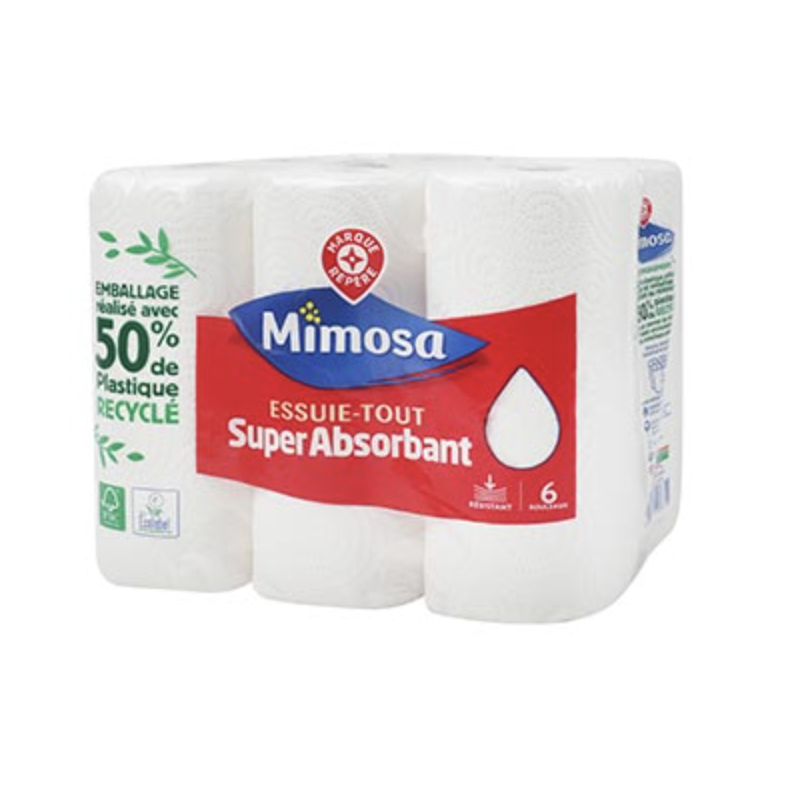Essuie-tout blanc Mimosa Super absorbant - x6
