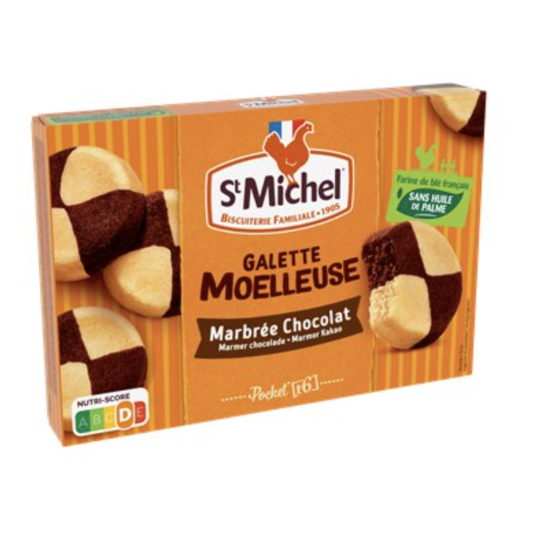 Galettes moelleuses St Michel Marbrée Chocolat - 180g